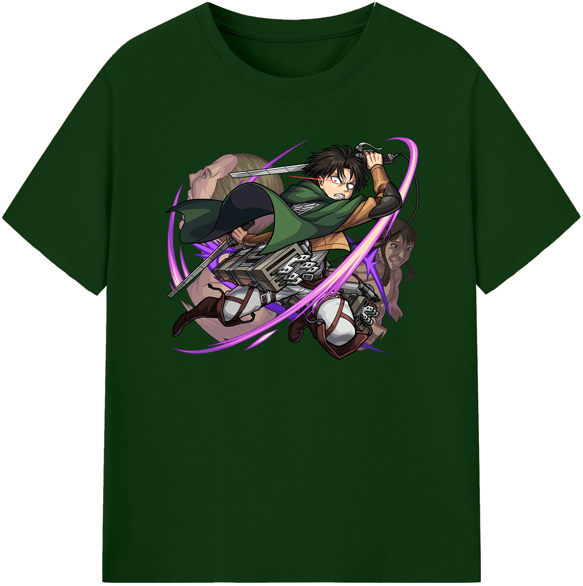 （画像用） 進撃の巨人 リヴァイ·アッカーマン Attack on Titan Levi Ackerman 綿100％半袖Tシャツ（フロントプリント）